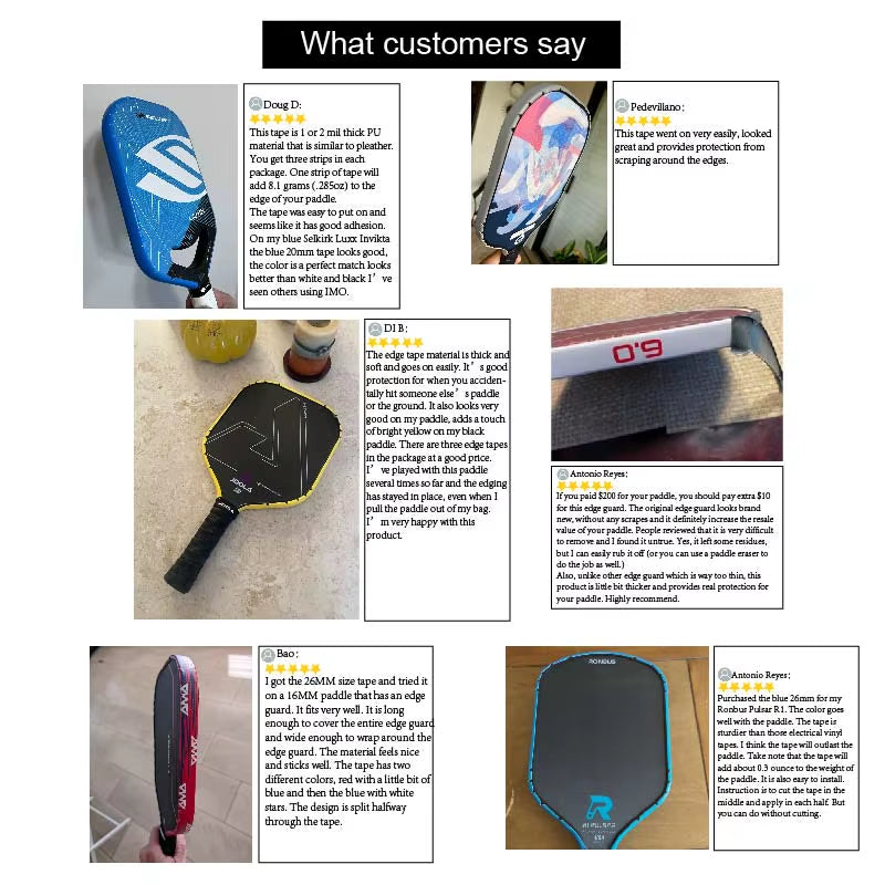 AMA SPORT Pickleball Paddle Protection Tapes - Racket Head Protectors in Two Color Options for 13/16/19mm Width