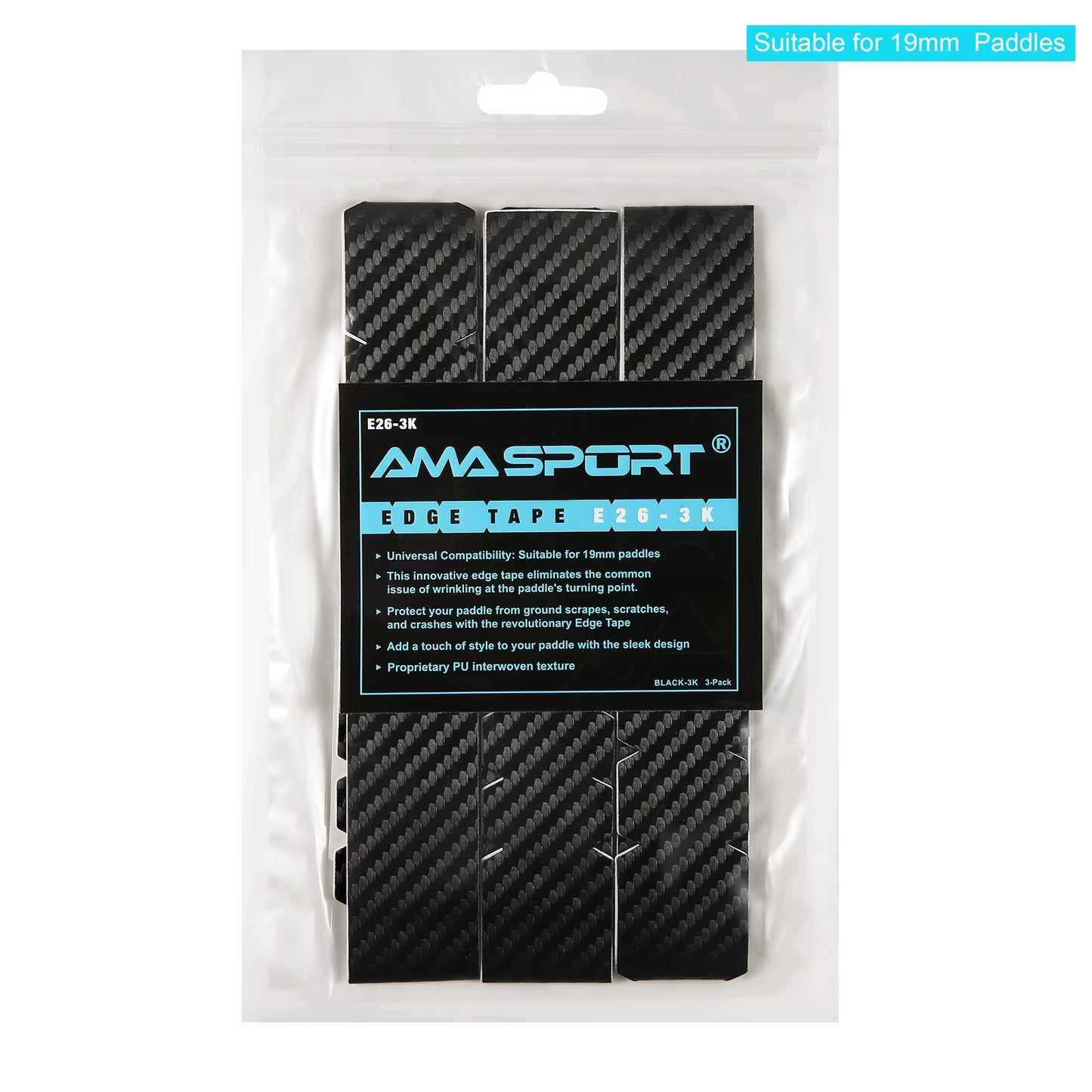 AMASPORT Premium Thickened Pickleball Paddle Protection Tape - 3K Textured Edge Guard Accessory