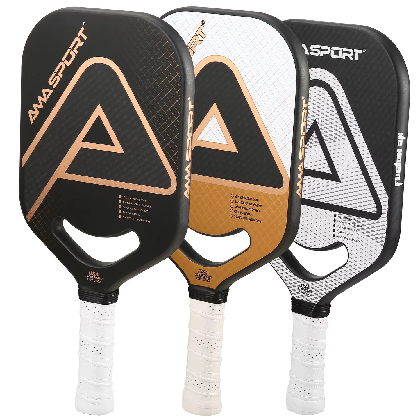 USAPA Pickleball Paddle with Maximum Spin 3K Friction Carbon Fiber Graphite Texture Surface Edgeless Pickle Ball Paddle