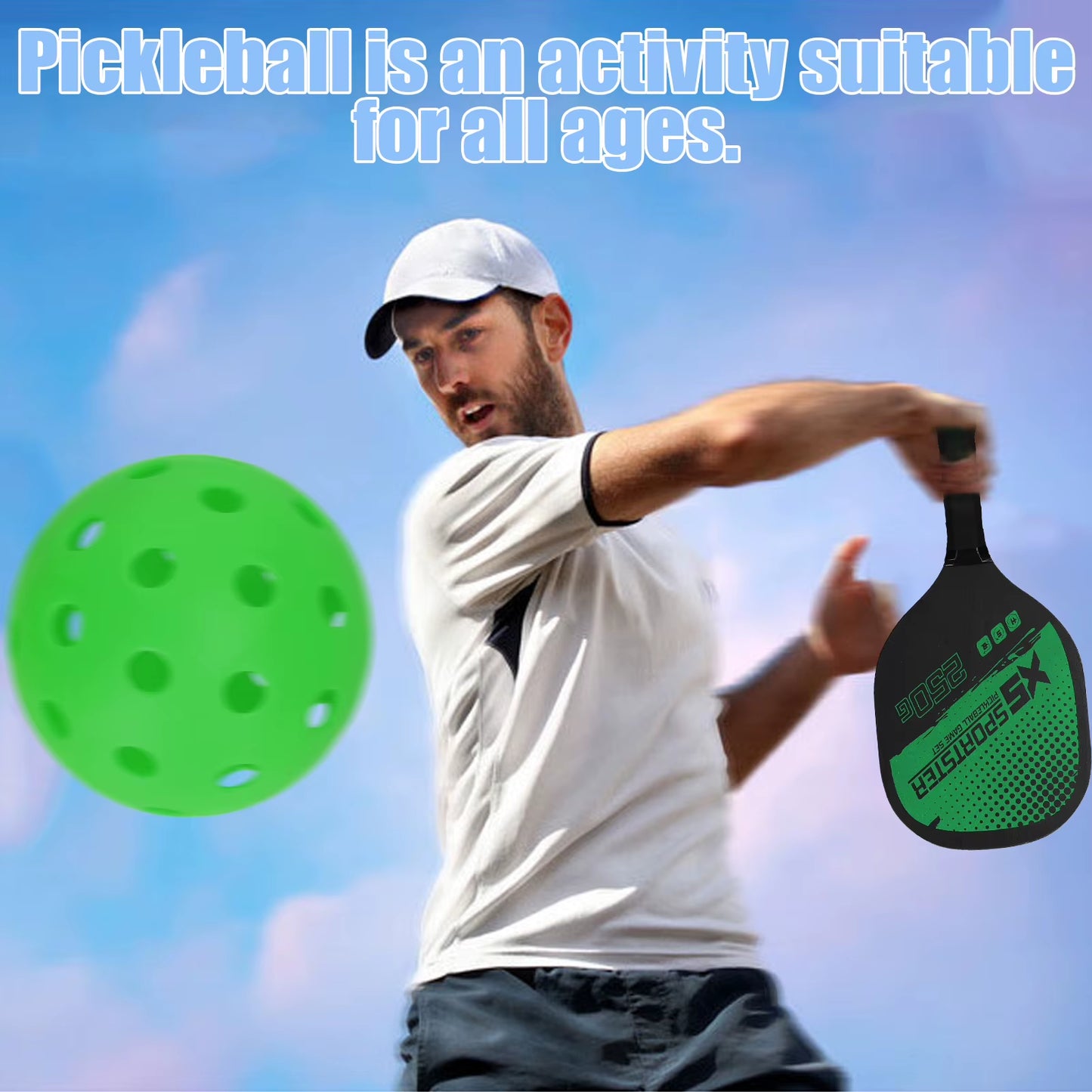 Professional Pickleball Racket Set - Includes 2 Paddles and 4 Balls, Premium Sports Accessory