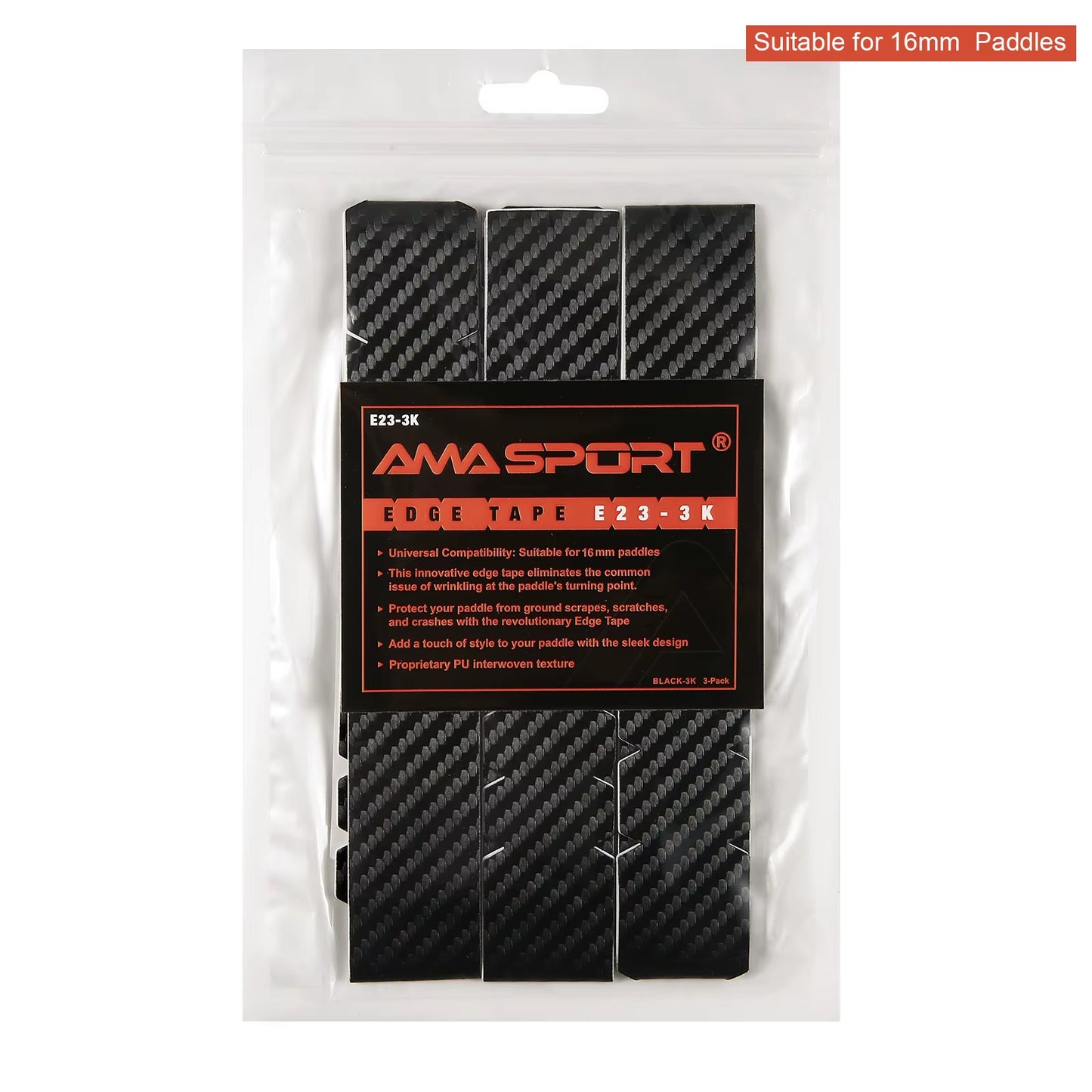 AMASPORT Premium Thickened Pickleball Paddle Protection Tape - 3K Textured Edge Guard Accessory