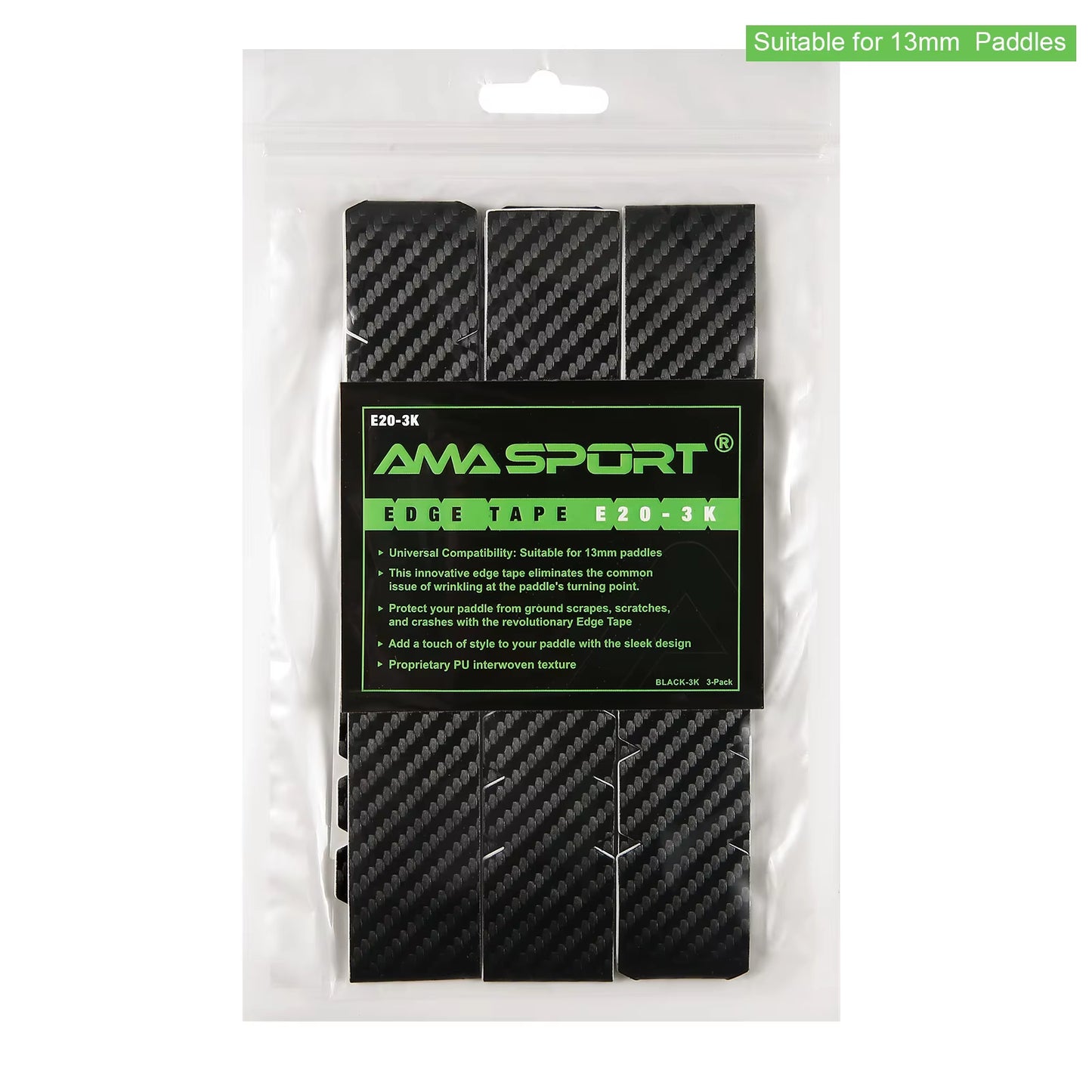 AMASPORT Premium Thickened Pickleball Paddle Protection Tape - 3K Textured Edge Guard Accessory