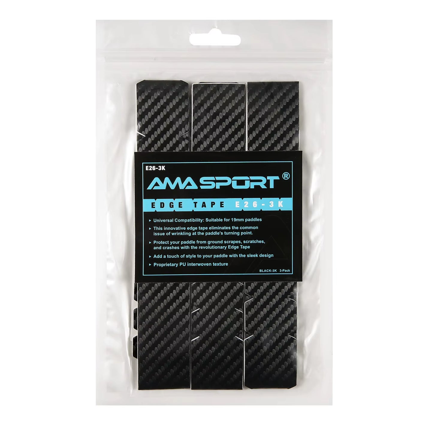 AMASPORT Premium Thickened Pickleball Paddle Protection Tape - 3K Textured Edge Guard Accessory
