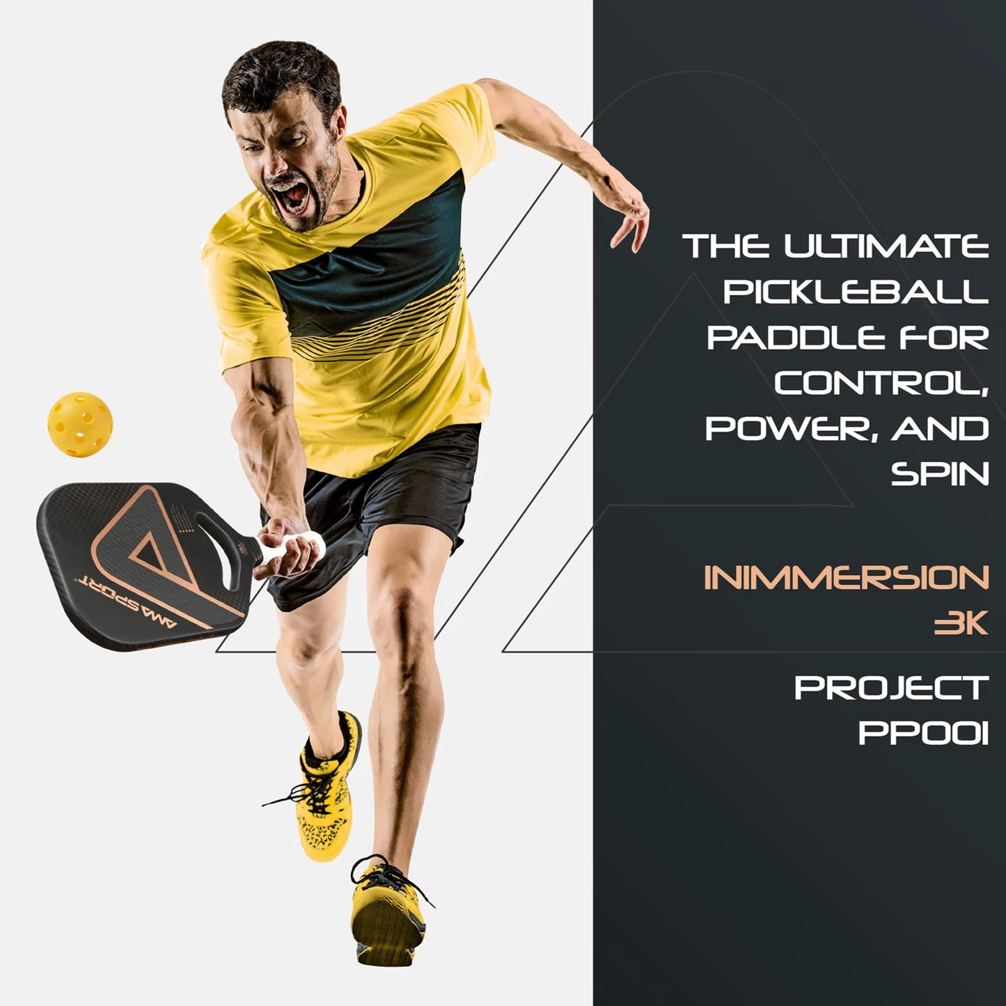 USAPA Pickleball Paddle with Maximum Spin 3K Friction Carbon Fiber Graphite Texture Surface Edgeless Pickle Ball Paddle