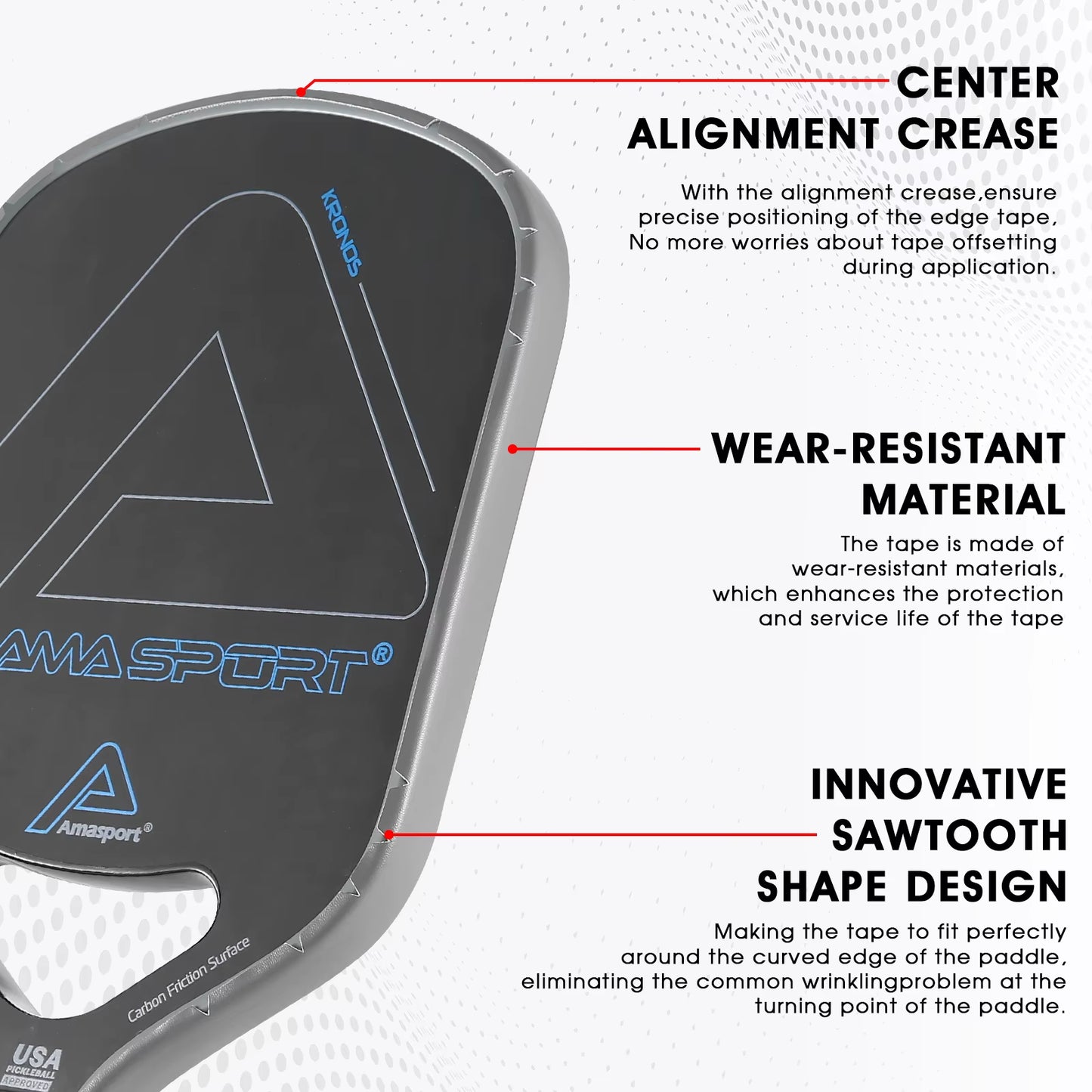 AMA SPORT Pickleball Paddle Protection Tapes - Racket Head Protectors in Two Color Options for 13/16/19mm Width