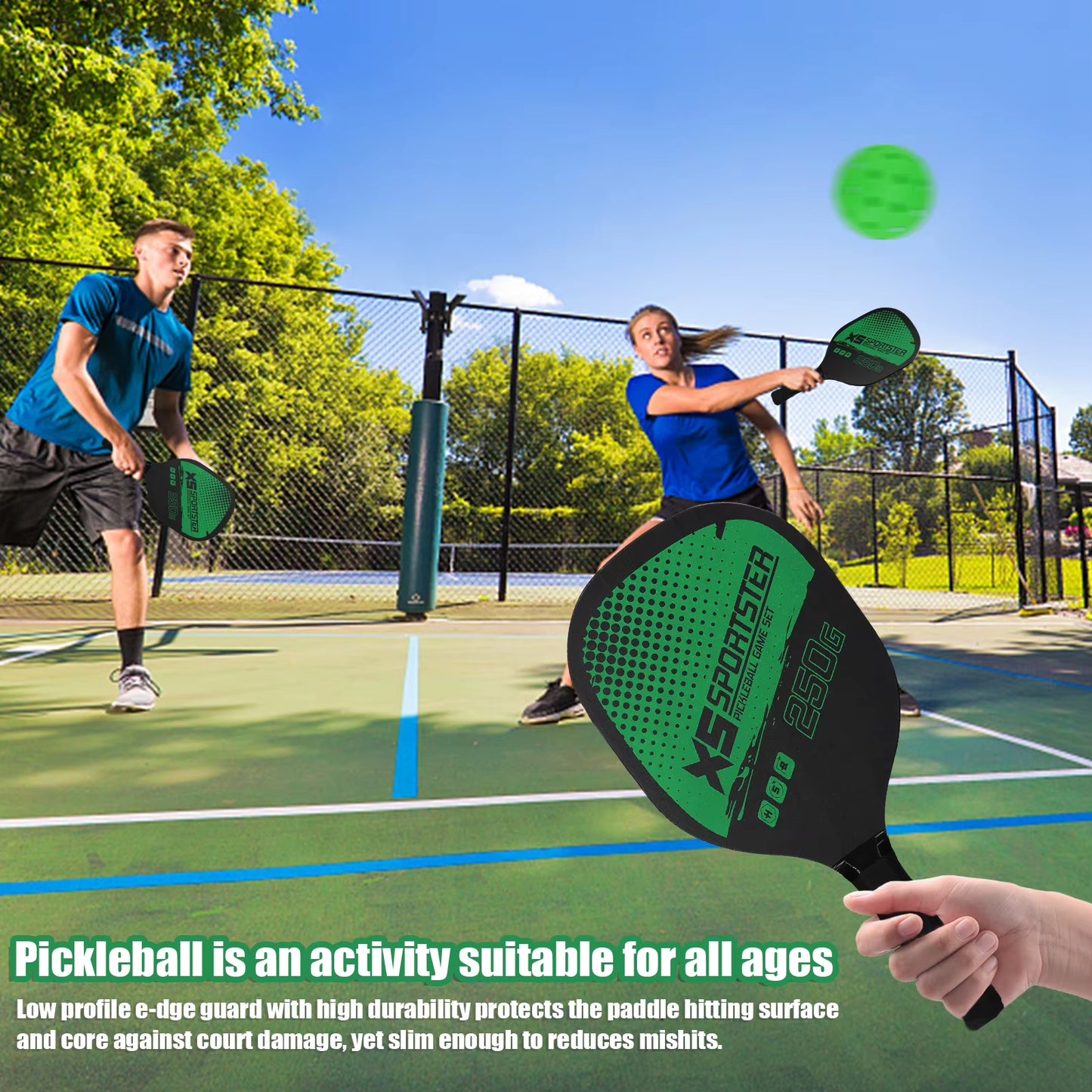 Professional Pickleball Racket Set - Includes 2 Paddles and 4 Balls, Premium Sports Accessory