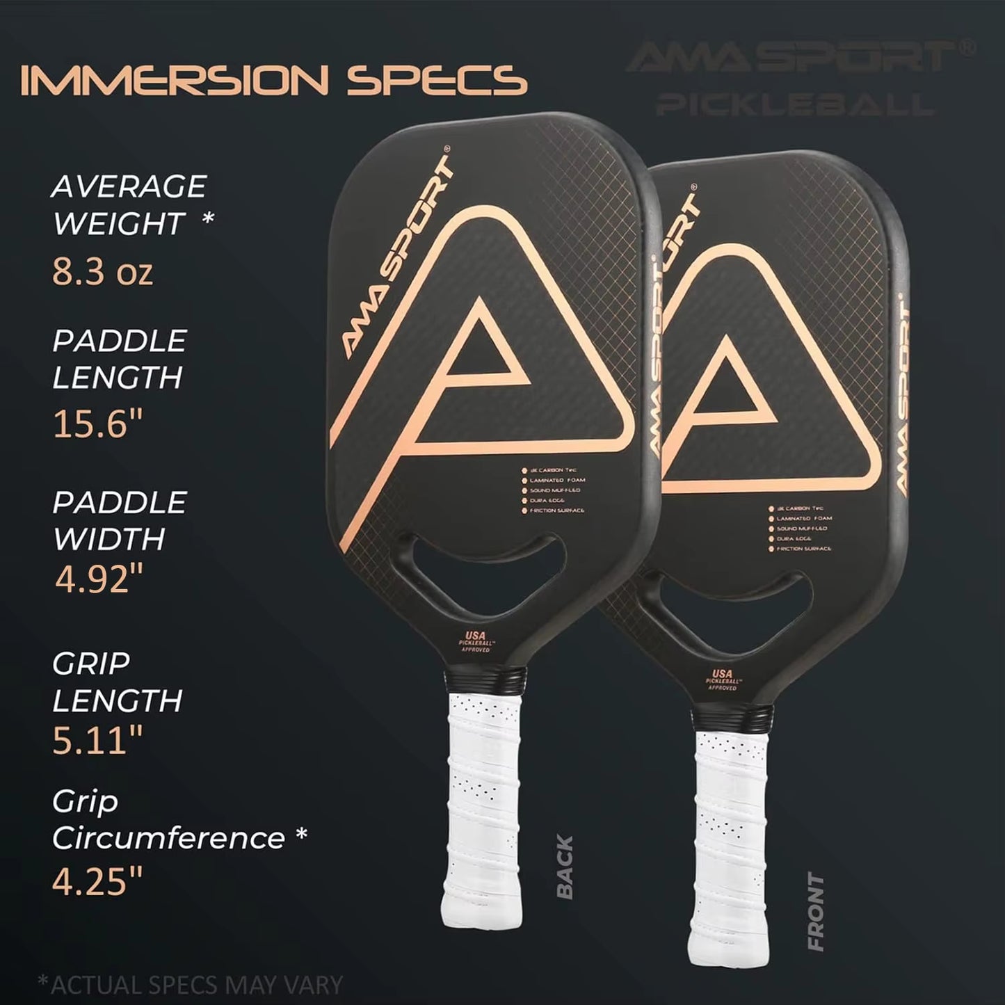 USAPA Pickleball Paddle with Maximum Spin 3K Friction Carbon Fiber Graphite Texture Surface Edgeless Pickle Ball Paddle