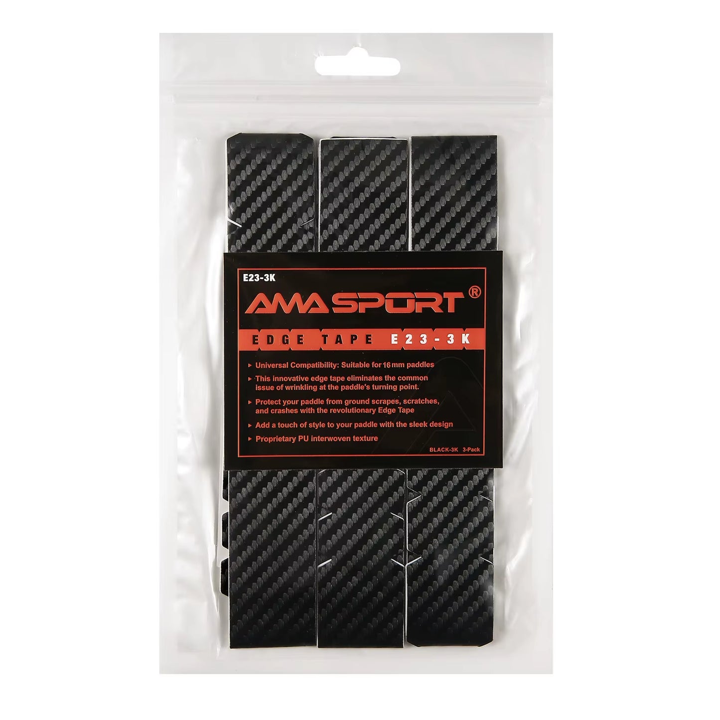 AMASPORT Premium Thickened Pickleball Paddle Protection Tape - 3K Textured Edge Guard Accessory