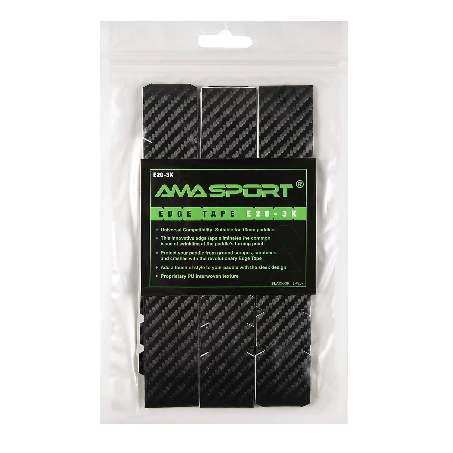 AMASPORT Premium Thickened Pickleball Paddle Protection Tape - 3K Textured Edge Guard Accessory