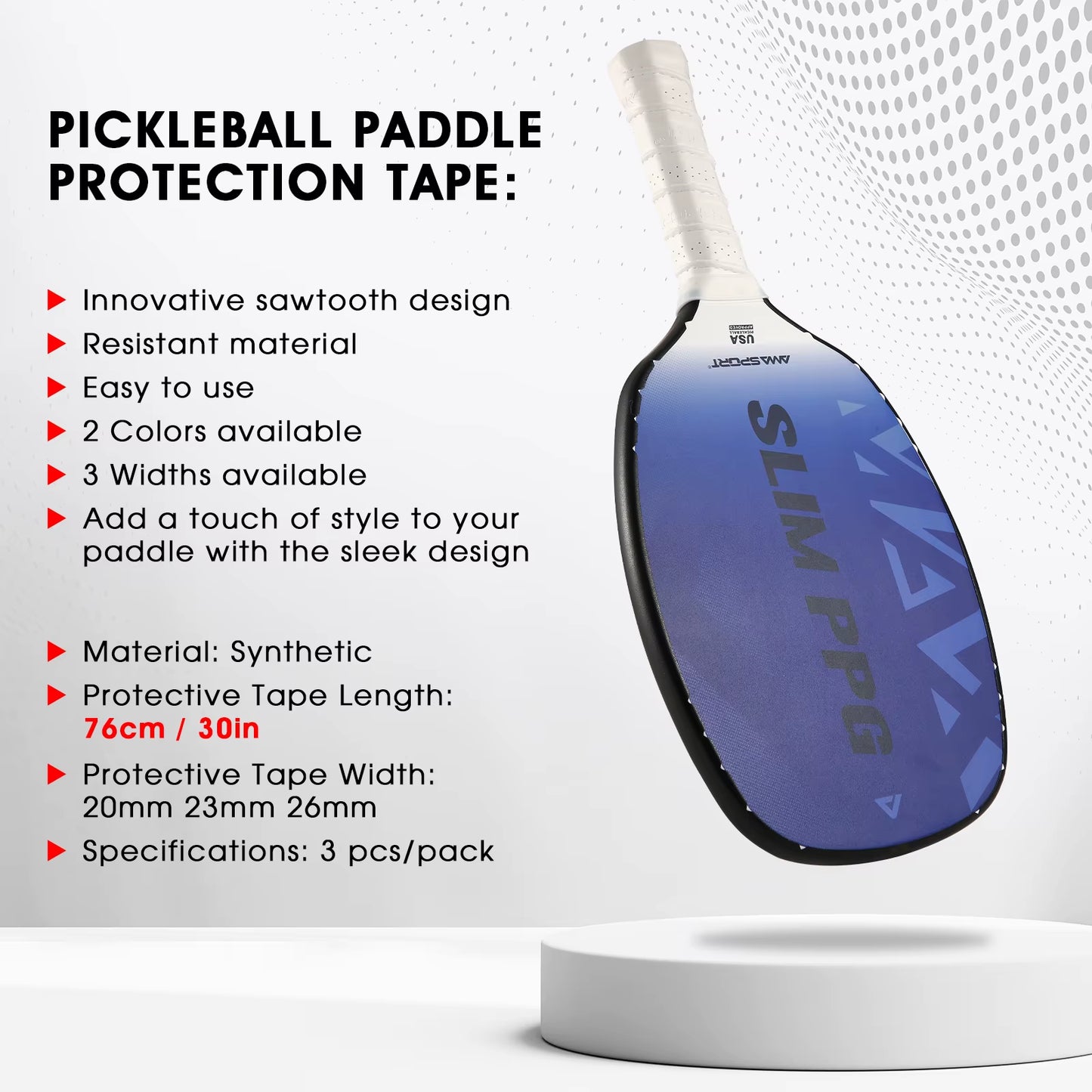 AMA SPORT Pickleball Paddle Protection Tapes - Racket Head Protectors in Two Color Options for 13/16/19mm Width