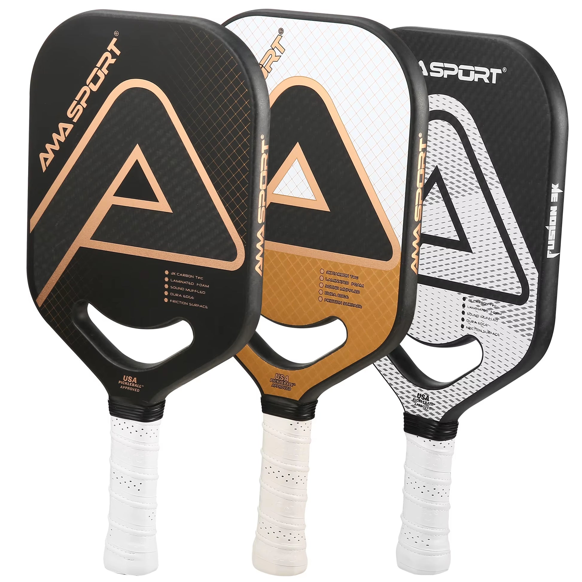 USAPA Pickleball Paddle with Maximum Spin 3K Friction Carbon Fiber Graphite Texture Surface Edgeless Pickle Ball Paddle