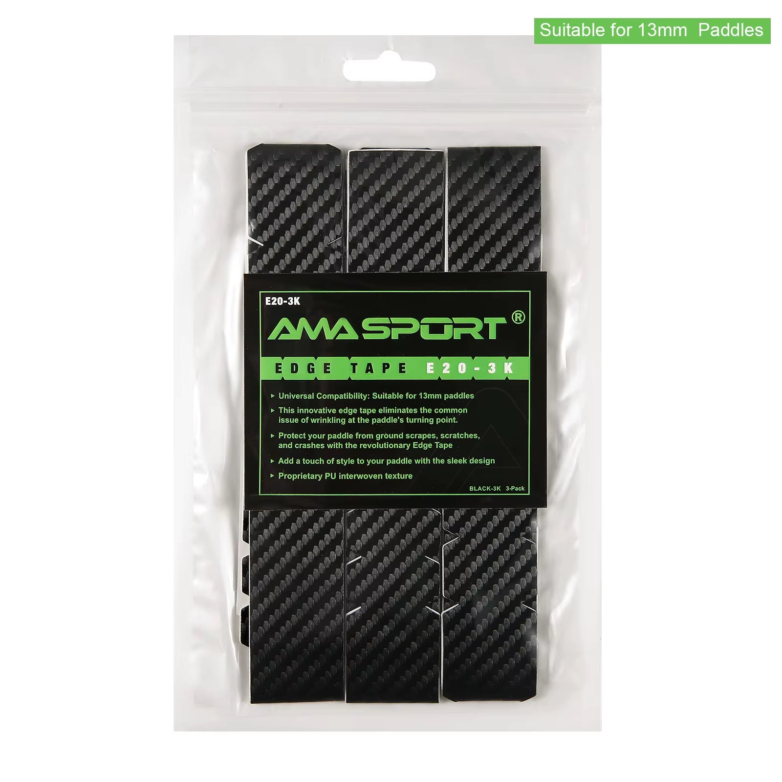 AMASPORT Premium Thickened Pickleball Paddle Protection Tape - 3K Textured Edge Guard Accessory