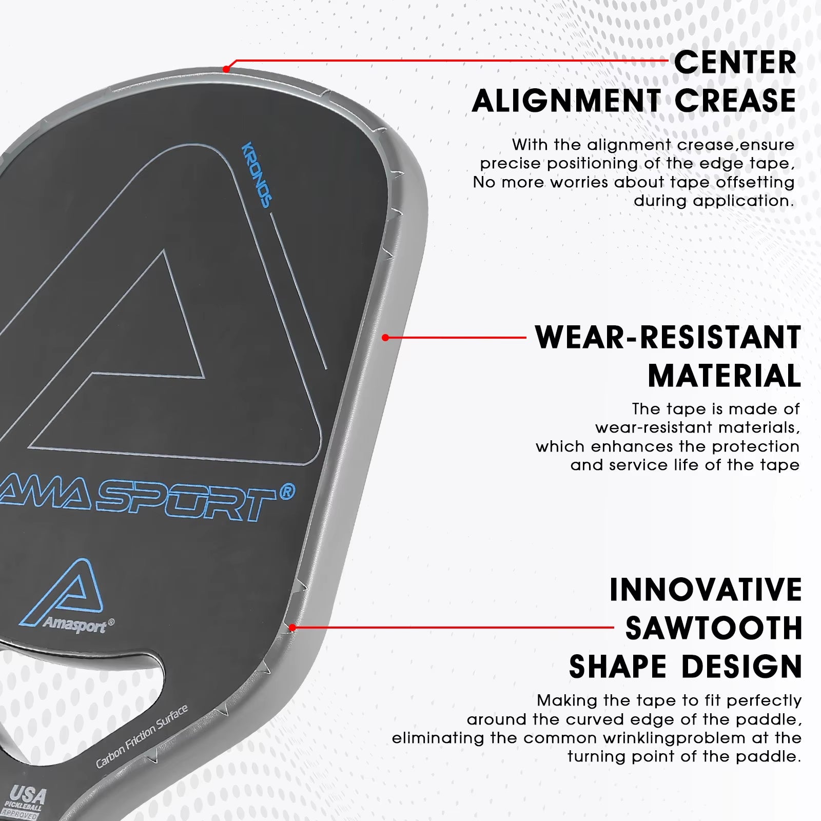 AMA SPORT Pickleball Paddle Protection Tapes - Racket Head Protectors in Two Color Options for 13/16/19mm Width