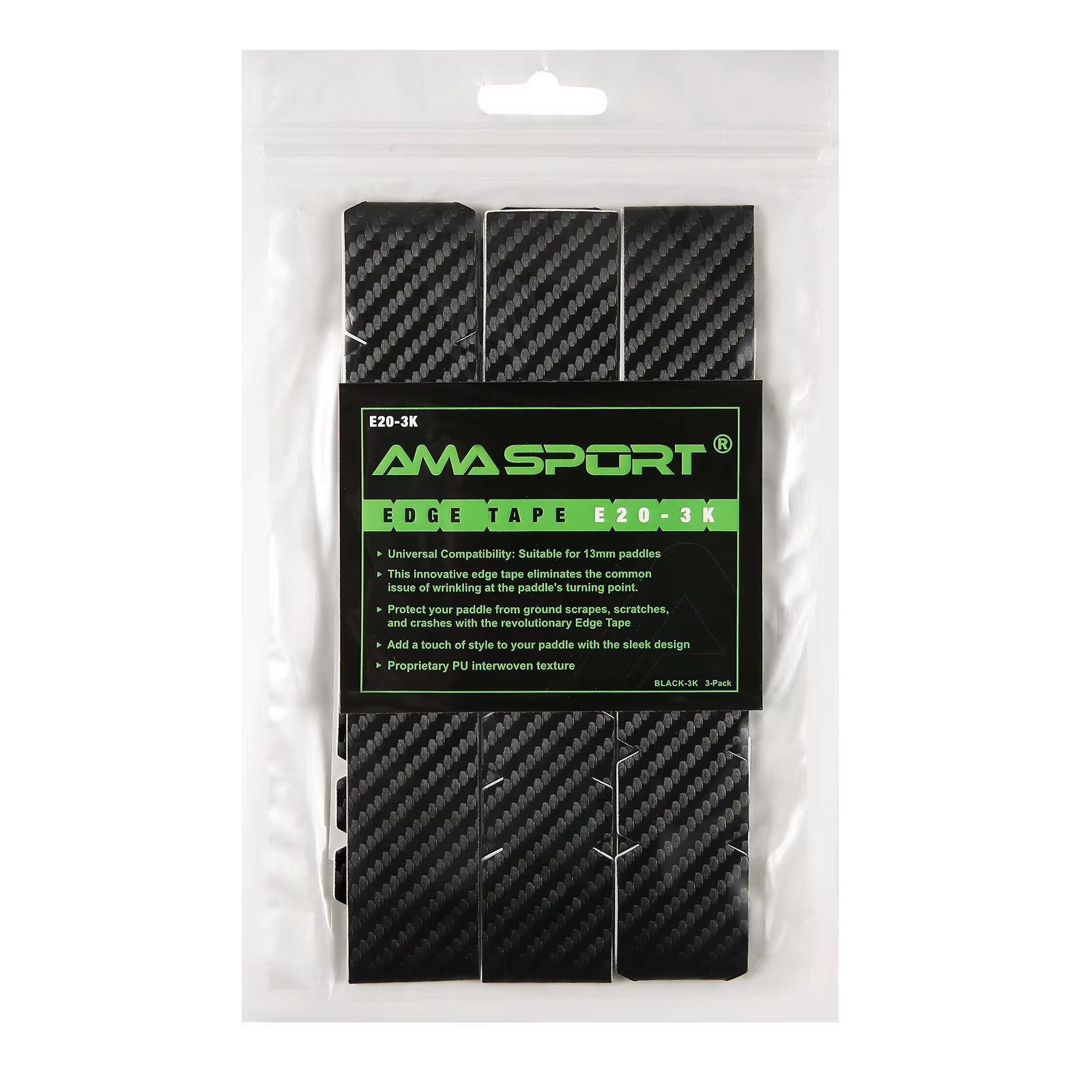 AMASPORT Premium Thickened Pickleball Paddle Protection Tape - 3K Textured Edge Guard Accessory